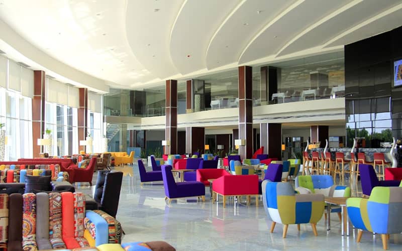 Lobby and restaurant of Kish International Hotel