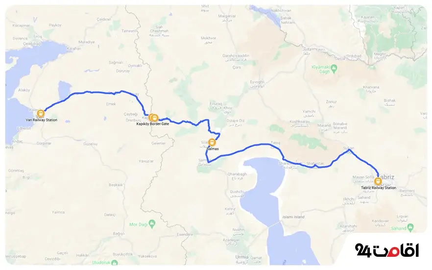 Tabriz-Van train route for land travel to Istanbul