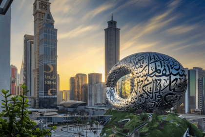 Outside the future museum of