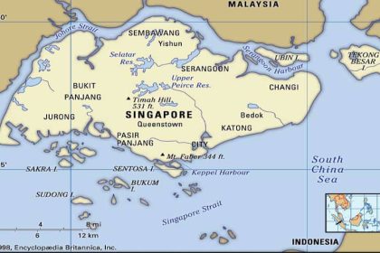 Singapore map in Asia -singapore map