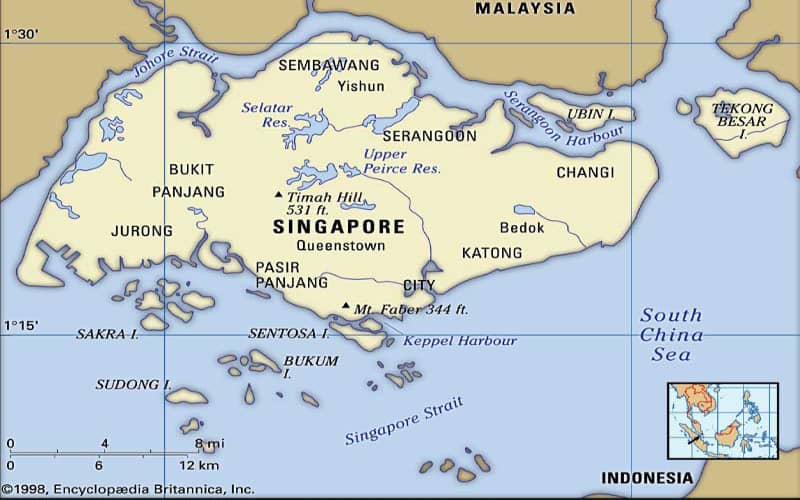 Singapore map in Asia -singapore map