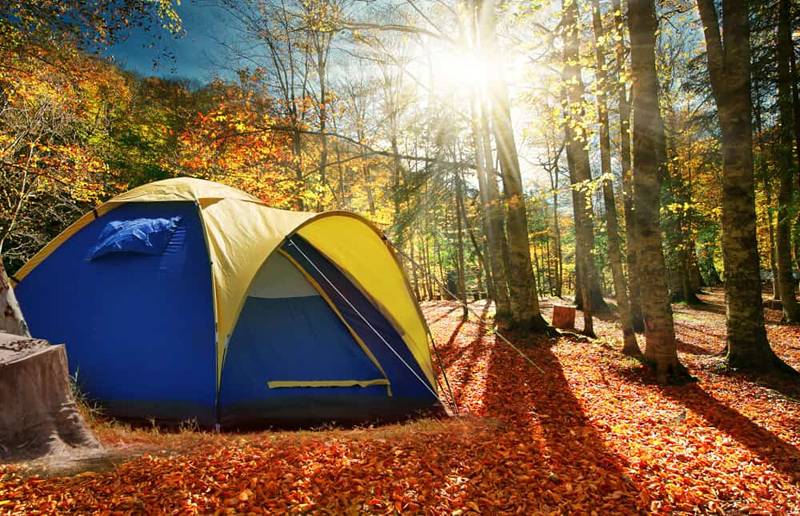 Camping in an autumn forest, photo source: backroadramblers, photographer: unknown