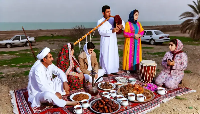 Playing local instruments on Yalda night in Hormozgan; Photo source: kojabama.com. Photographer: Unknown