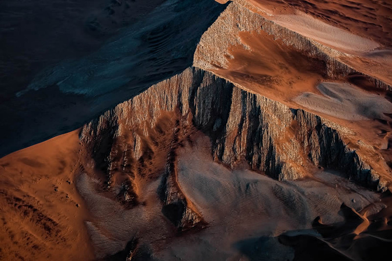 Aerial photo of the Namib desert