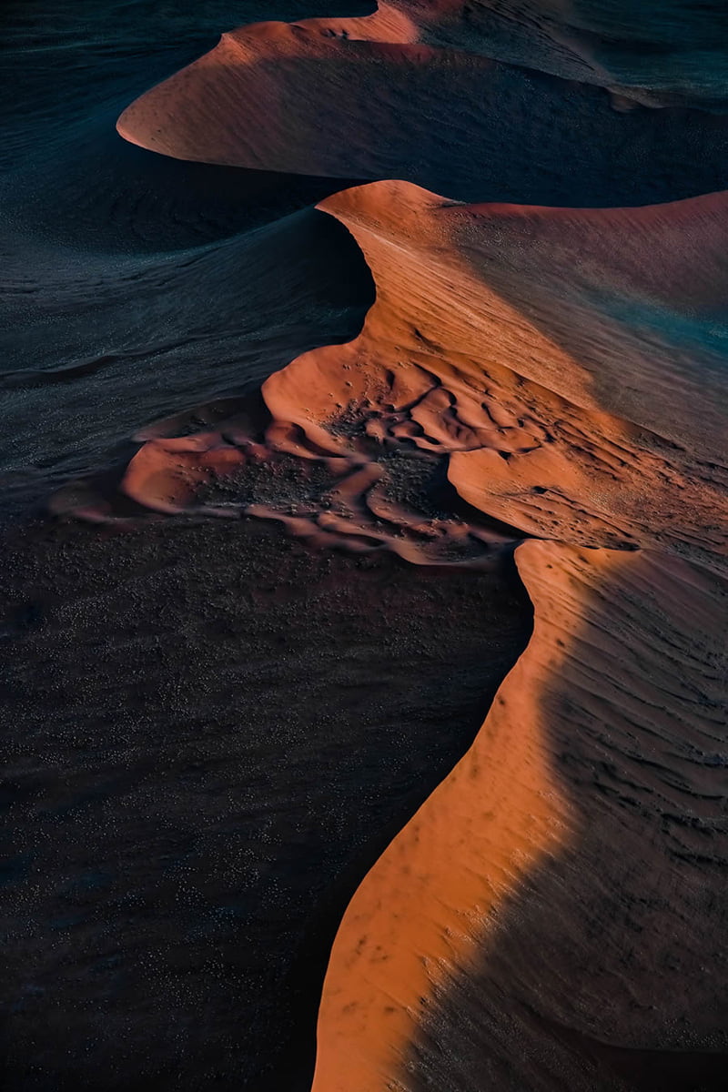 Beautiful coloring of nature in the sand dunes of Namib