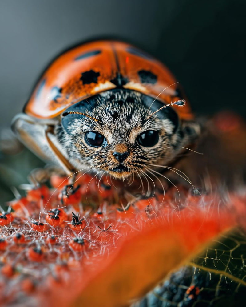 Combination of cat and ladybug