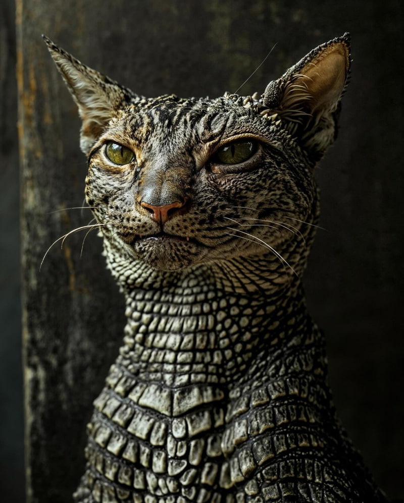 Combination of cat and crocodile