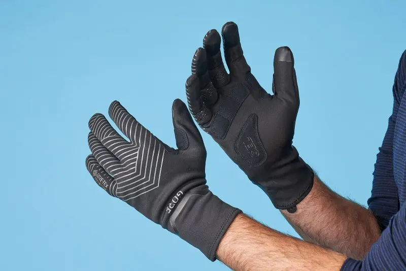 Black goretex waterproof gloves. Source: bikerradar.com website; Photographer: Uncertain