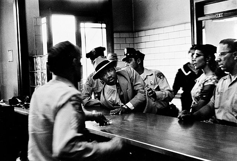 The arrest of Martin Luther King Jr., the prominent leader of the civil rights movement in <a href=