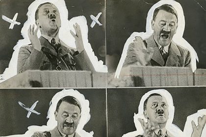 Pictures of Adolf Hitler, the leader of the Nazi Party, with the general title