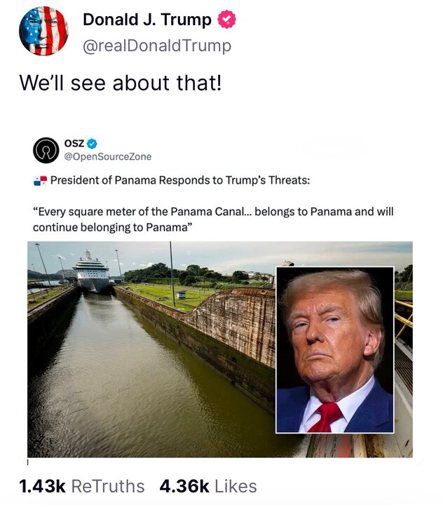 The reaction of the President of Panama to Trump's threat: Every part of the Panama Canal belongs to us