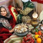 Yalda table with pomegranate and nuts on the chair; Photo source: blog.okcs.com. Photographer: Unknown