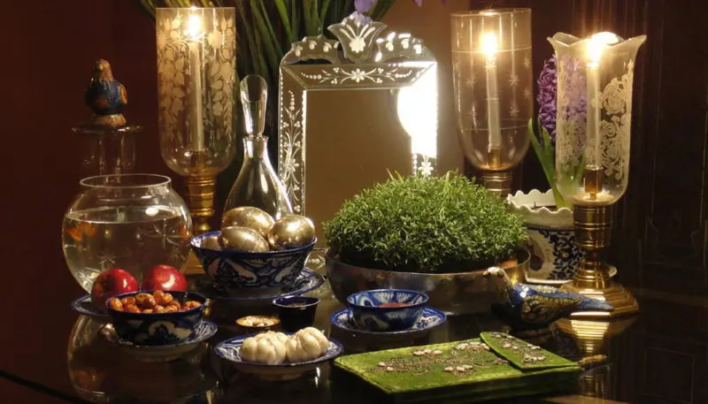 Haft Sin table in Nowruz; Photo source: techrasa.com website; Photographer: Unknown