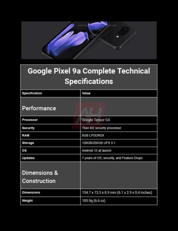 Google Pixel 9A phone