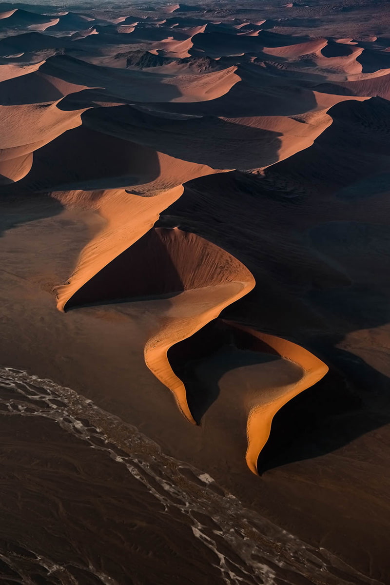 Wind patterns on the sands of the Namib desert