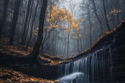 AI-generated image of an autumn forest