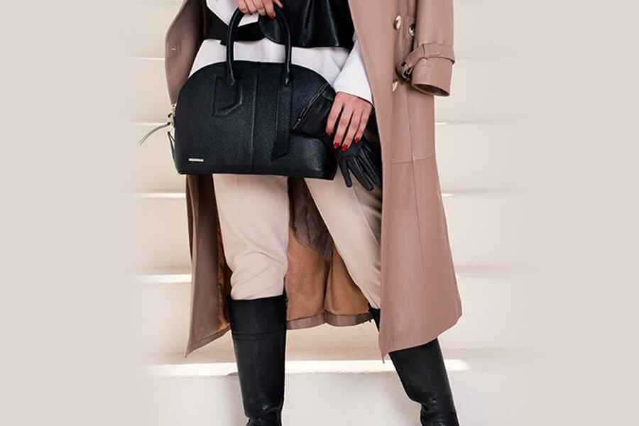 Long trench coat and leather boots