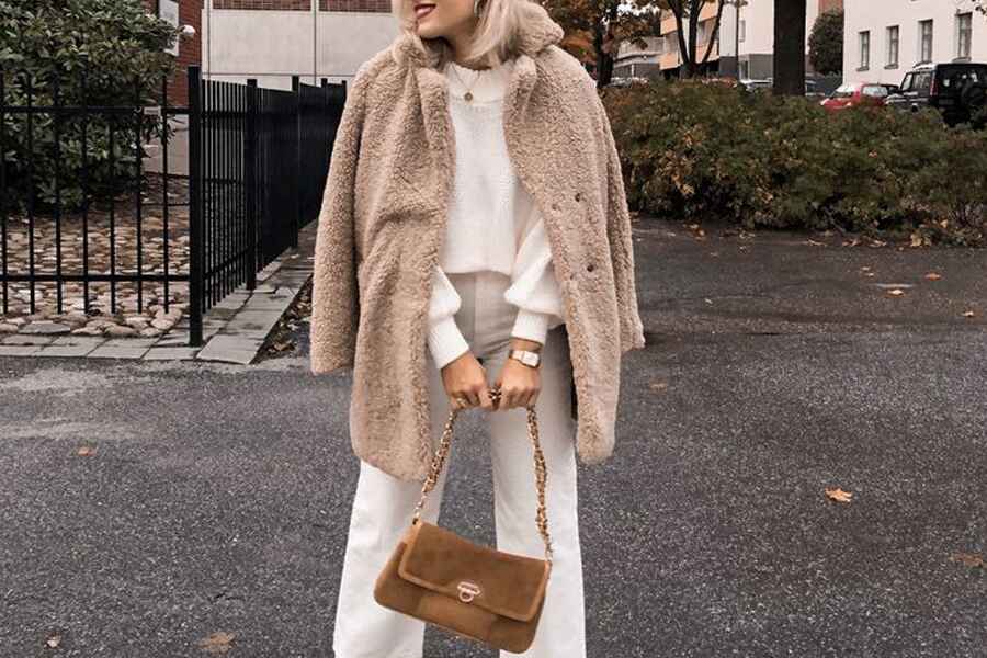 Teddy coat and linen pants