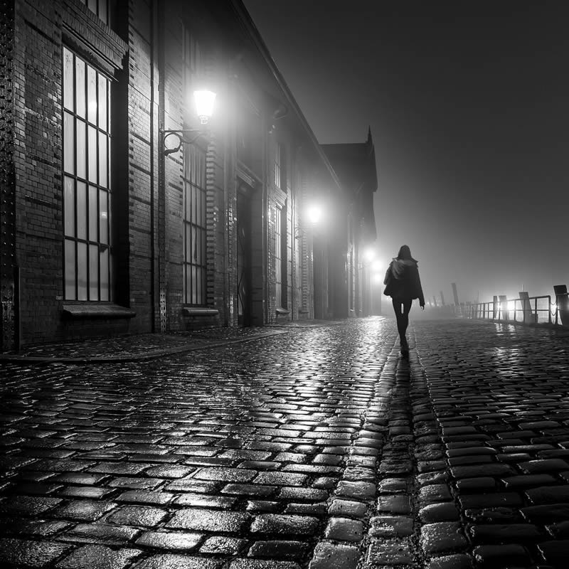 Walking in the street at night