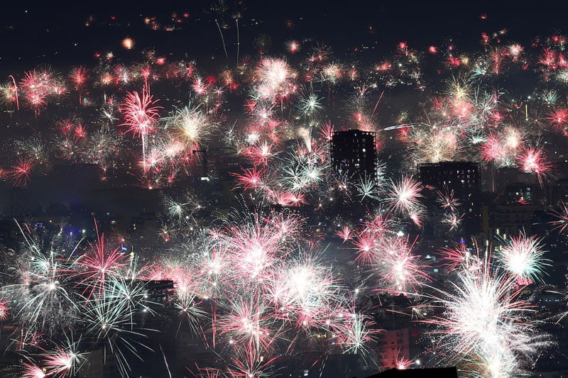 Fireworks during New Year's celebrations in Tirana, Albania; Photo source: REUTERS; Photographer name: Florion Goga