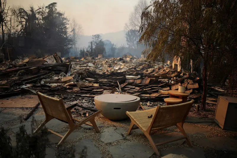 Villa chair after the Los Angeles fire; Photo source: Reuters; Photographer: Daniel Cole