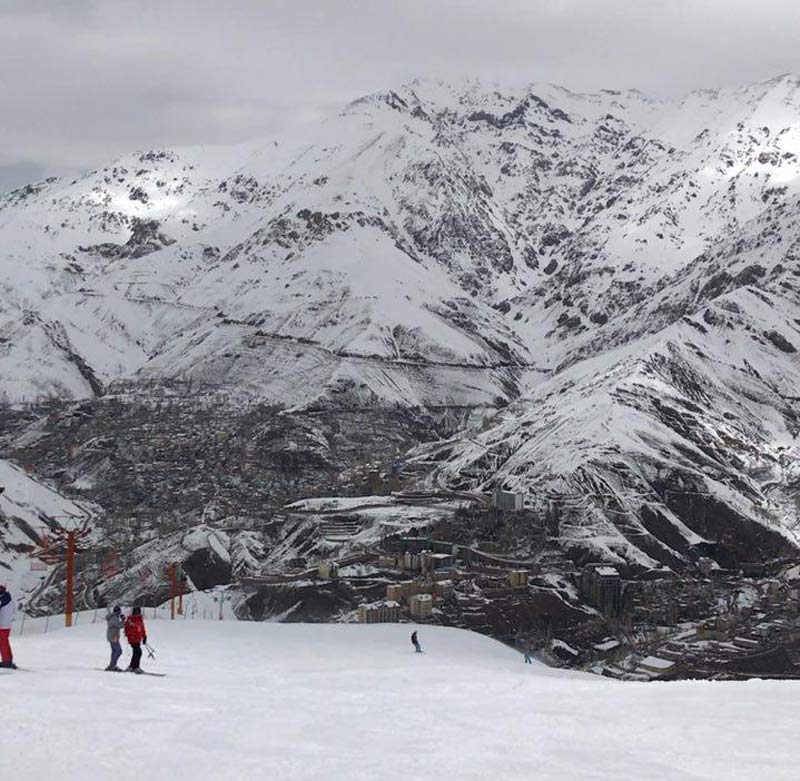 Skiers at Shamshak ski resort with a mountain view; Photo source: Google Maps, photographer: Hamidreza Kash
