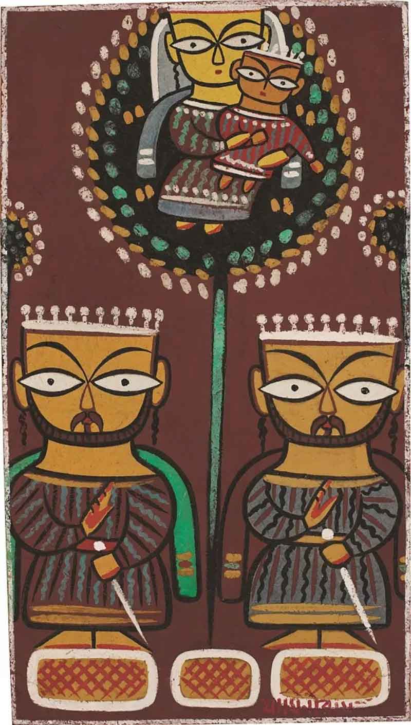 Painting of the birth of Jesus (PBUH); Image source: bbc; Illustrator Name: Jamini Roy