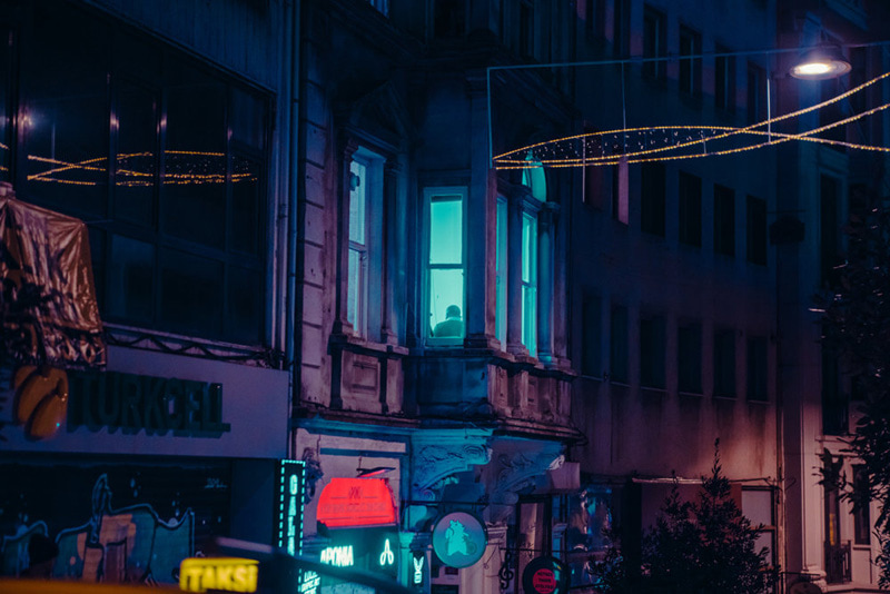Bright buildings at Istanbul's night