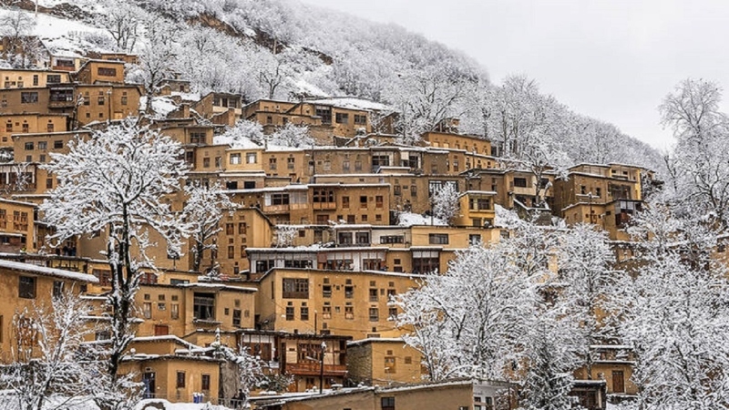 Masouleh in the snow; Photo Source: Seamoon.tours site. Photographer: Unknown