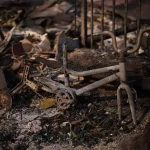 The bicycle burned in the fire of Los Angeles; Photo source: Reuters; Photographer: Daniel Cole