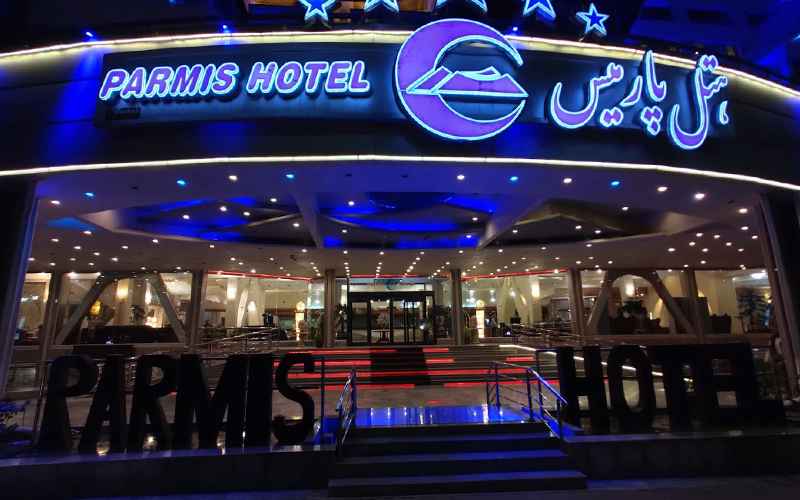 Parmis Kish Hotel Entrance at Night, Photo Source: Google Map, Photographer: Ali Sahlolbei