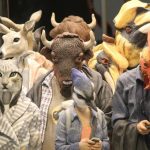 Humanoid animals in the elevator