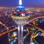 Aerial photo of Milad Tower at night; Photo source: Premier Services in Iran, photographer: unknown