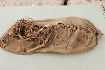 The oldest known shoe in the world, discovered in a cave in Armenia; Photo source: National Geographic; Photographer name: Gregory Areshian
