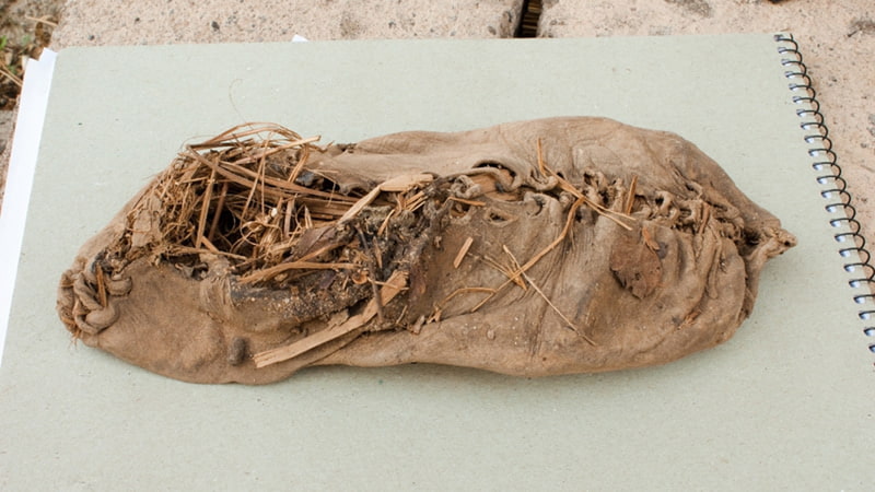 The oldest known shoe in the world, discovered in a cave in Armenia; Photo source: National Geographic; Photographer name: Gregory Areshian