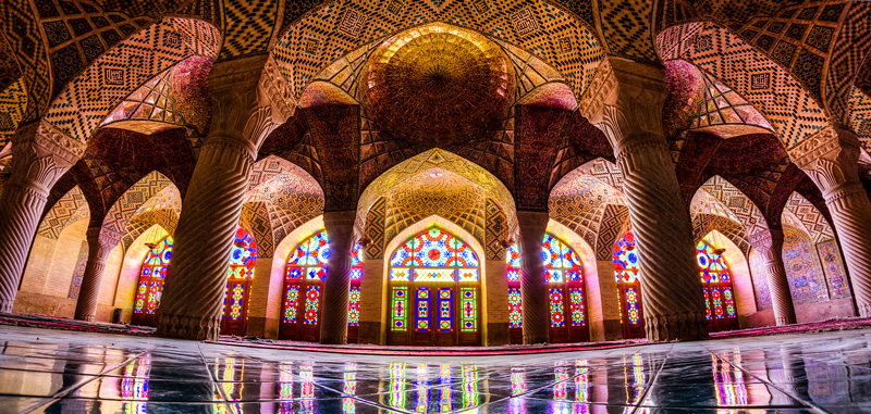 Panoramic photo of Nasir al-Mulk Mosque. Photographer: Mohammad Reza Domiri Ganji
