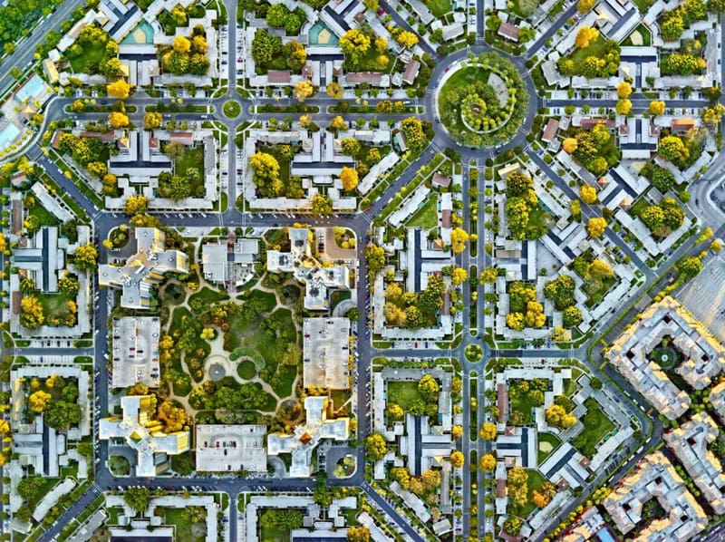 Aerial photo of a green area in America