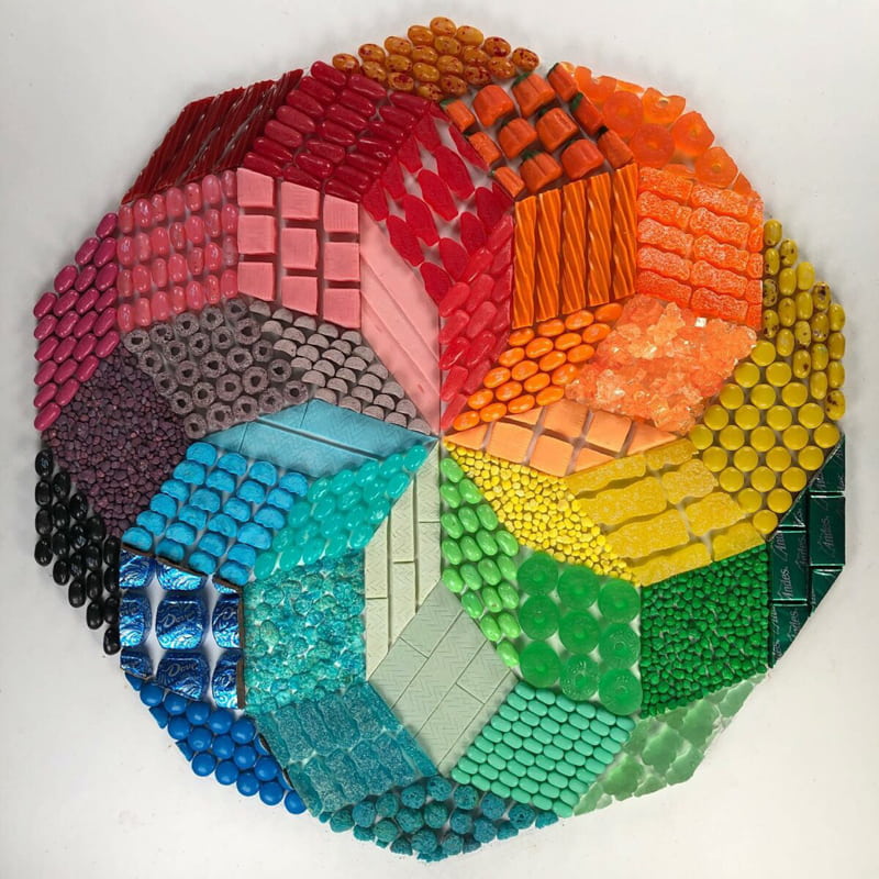 Colorful polygon with food