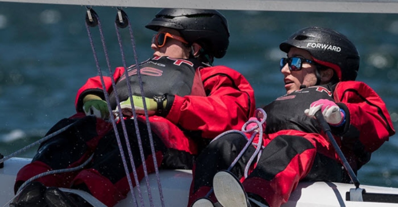 Sailing helmet with sunscreen in the sea; Photo Source: SailingScuttlebutt.com. Photographer: Unknown