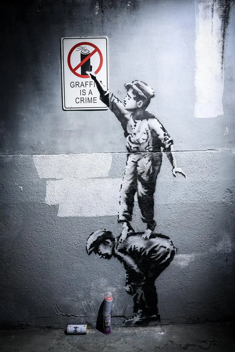 Painting of Protesting Art; Banksy's effect