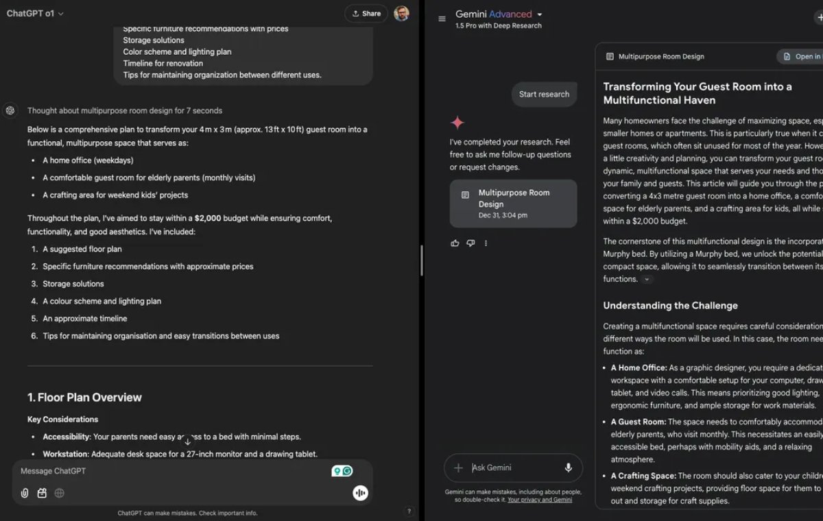 Compare ChatGpt and Gemini in Room Design