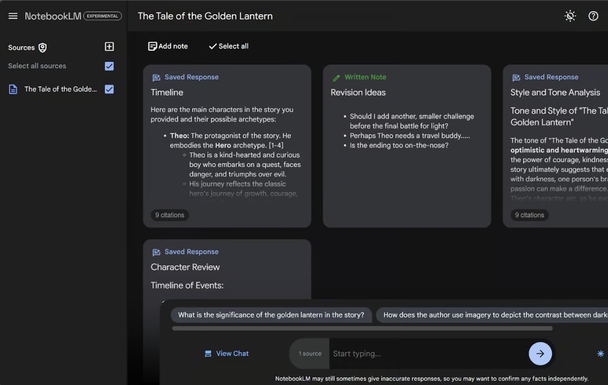 Notes produced by the LM notebook always remain within the subject.