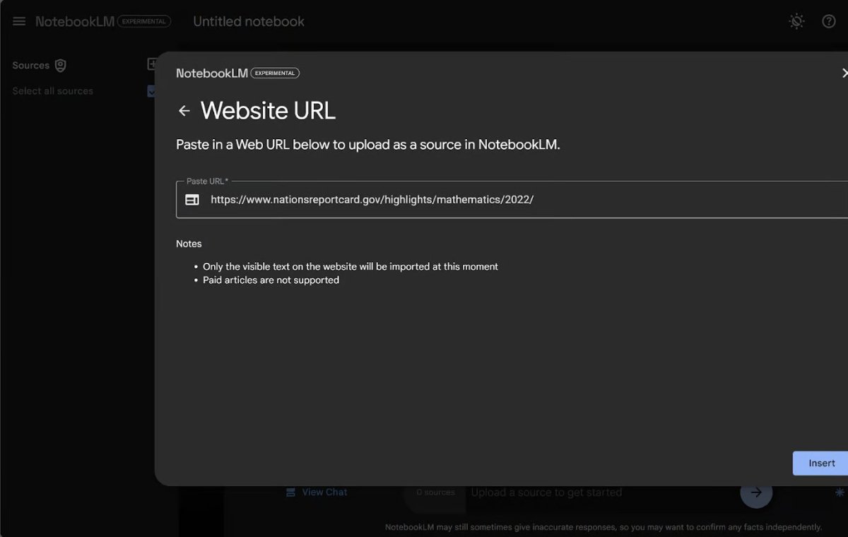 Here, we are adding a new source using the ability to enter the website link to Notebooklm.