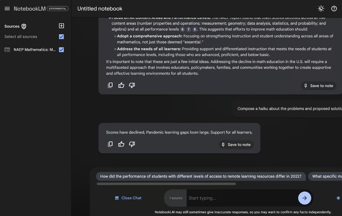 Like other large language models (LLM), Notebooklm can also produce creative materials based on your specific documents.