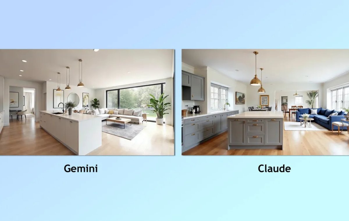 Comparison of two images produced by artificial intelligence for planning