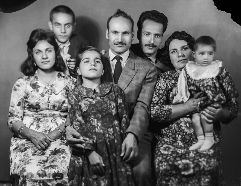 Black and White Photo of a Family