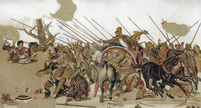 Alexander's tile scene of the battle of Alexander and Darius III; Photo Source: Britannica, Photographer: Unknown
