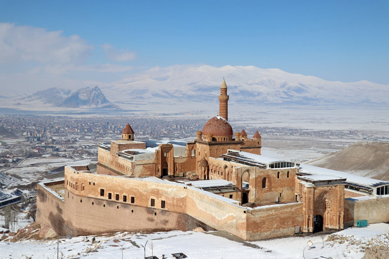Aerial view of Isaac Pasha's snow palace, one of the most important Ottoman monuments in Anatolia; Photo Source: Theguardian; Photographer's name: Unknown