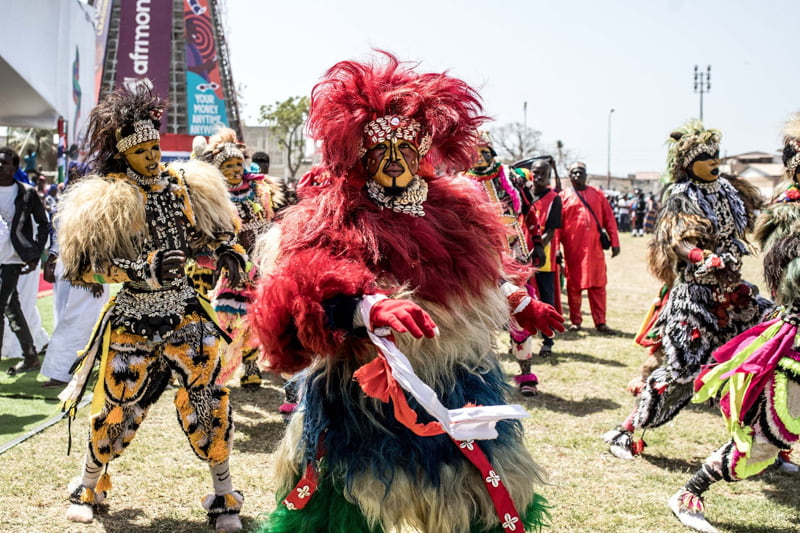 Zimba dancers at the 60th Day of Independence Gambia; Photo Source: Theguardian; Photographer Name: Muhamadou Bittaye