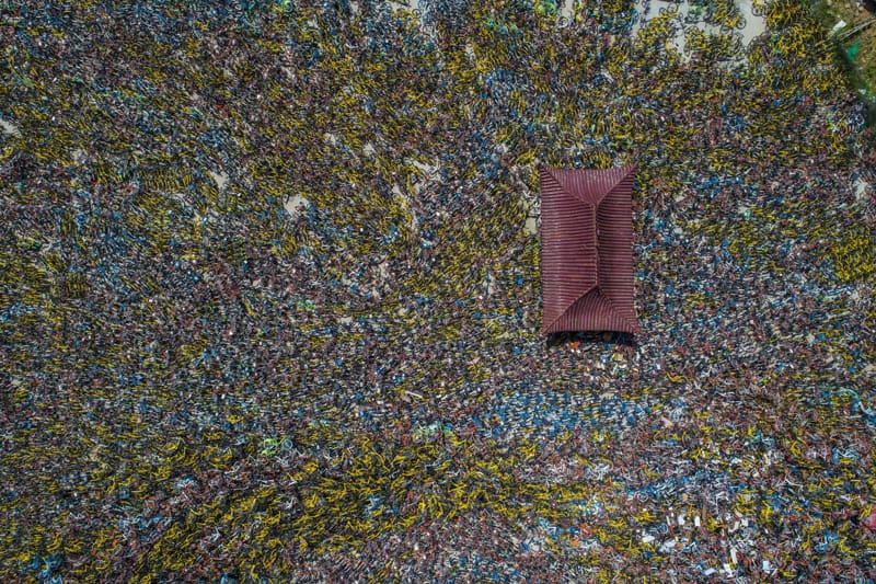 A large number of shared bikes abandoned in Wuhan; Photographer: Media Pacific Press
